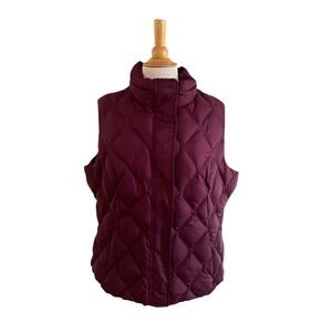Eddie Bauer Premium Goose Down Burgundy Womens Quilted Puffer Vest Sz XXL
